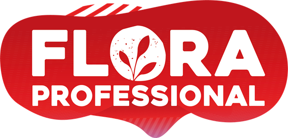 Logo de Flora Plant Professional. Alternativas a la nata y a la margarina, 100% veganas y sin alérgenos.
